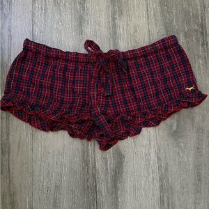 PINK Victoria Secret Red Plaid Ruffle Sleep Shorts